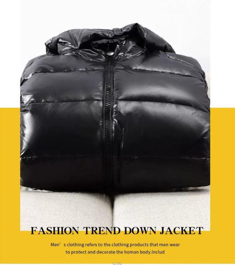 Winter Couple Shiny Hooded Puffer Jacket - Wash-Free, Thickened Down Outerwear for Men & Women