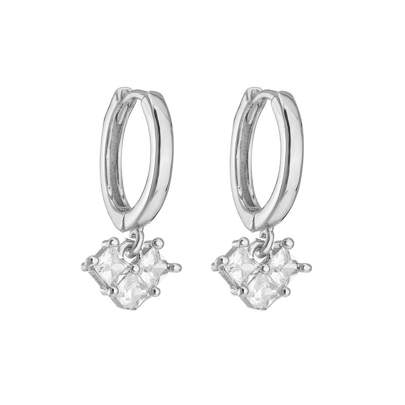 

HECHENG,18k Plating Hoop Earrings With Cute Zircon Enamel Heart Charm Drop Earring Gold Copper Color For Women Other