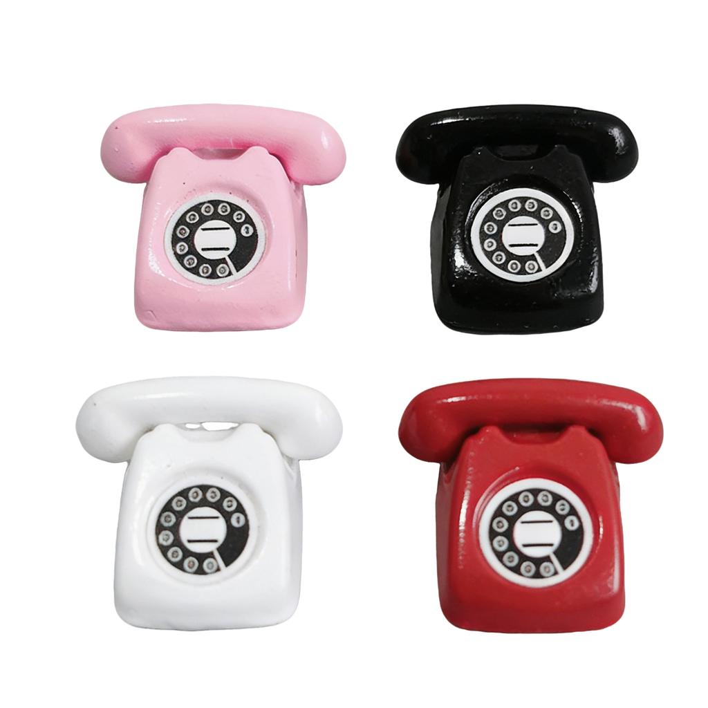 1/4 PCS Mini Vintage Rotary Telephone – 1:12 Miniature Retro Desk Phone for Dollhouse, Fairy Garden Paths & Micro Landscapes