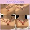 Ensemble collier et ras-de-cou ras-de-cou à plusieurs rangs de perles, pendentif fraise d'été pour femme
