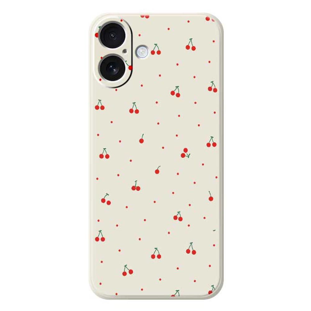 For iPhone 17 Case Red Cherry Pattern Printing Straight Edge TPU Phone Back Cover
