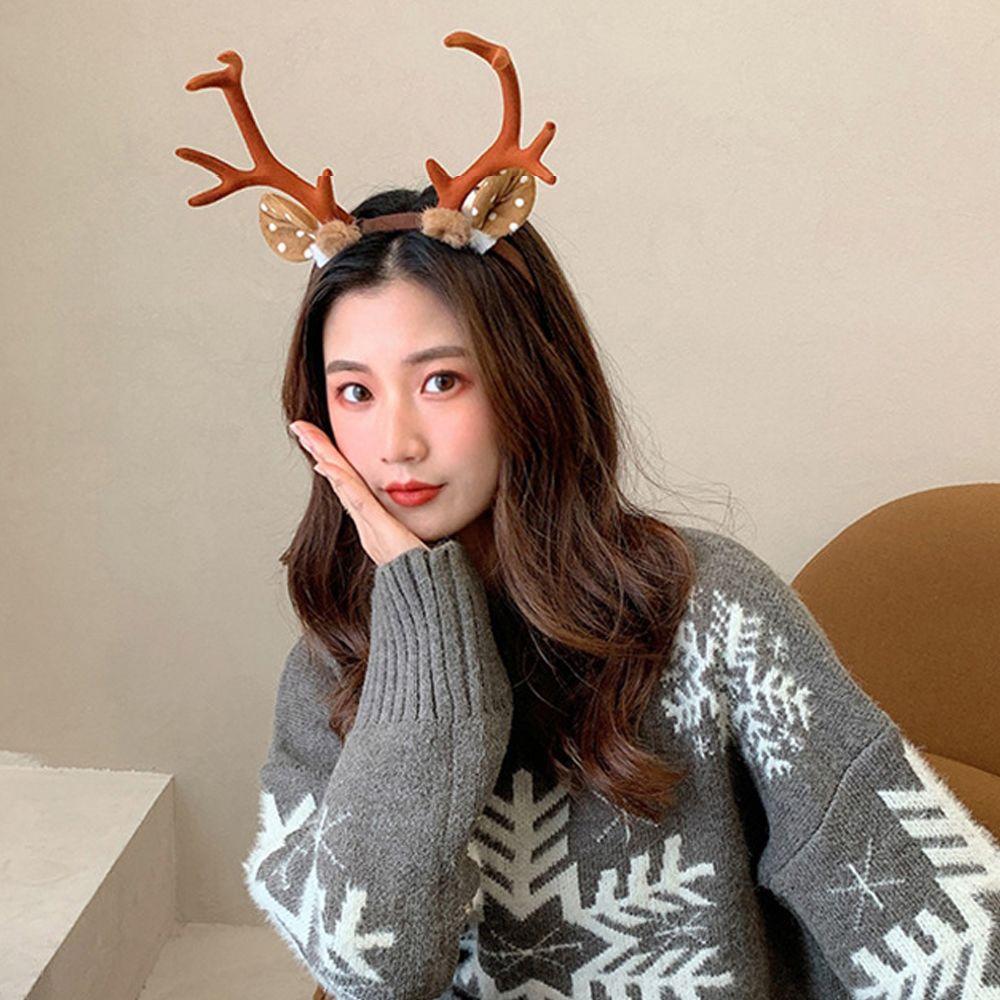 Large Antlers Pine Cones Non-slip Korean Style Hairbands Elk Christmas Headband Women Hair Hoop