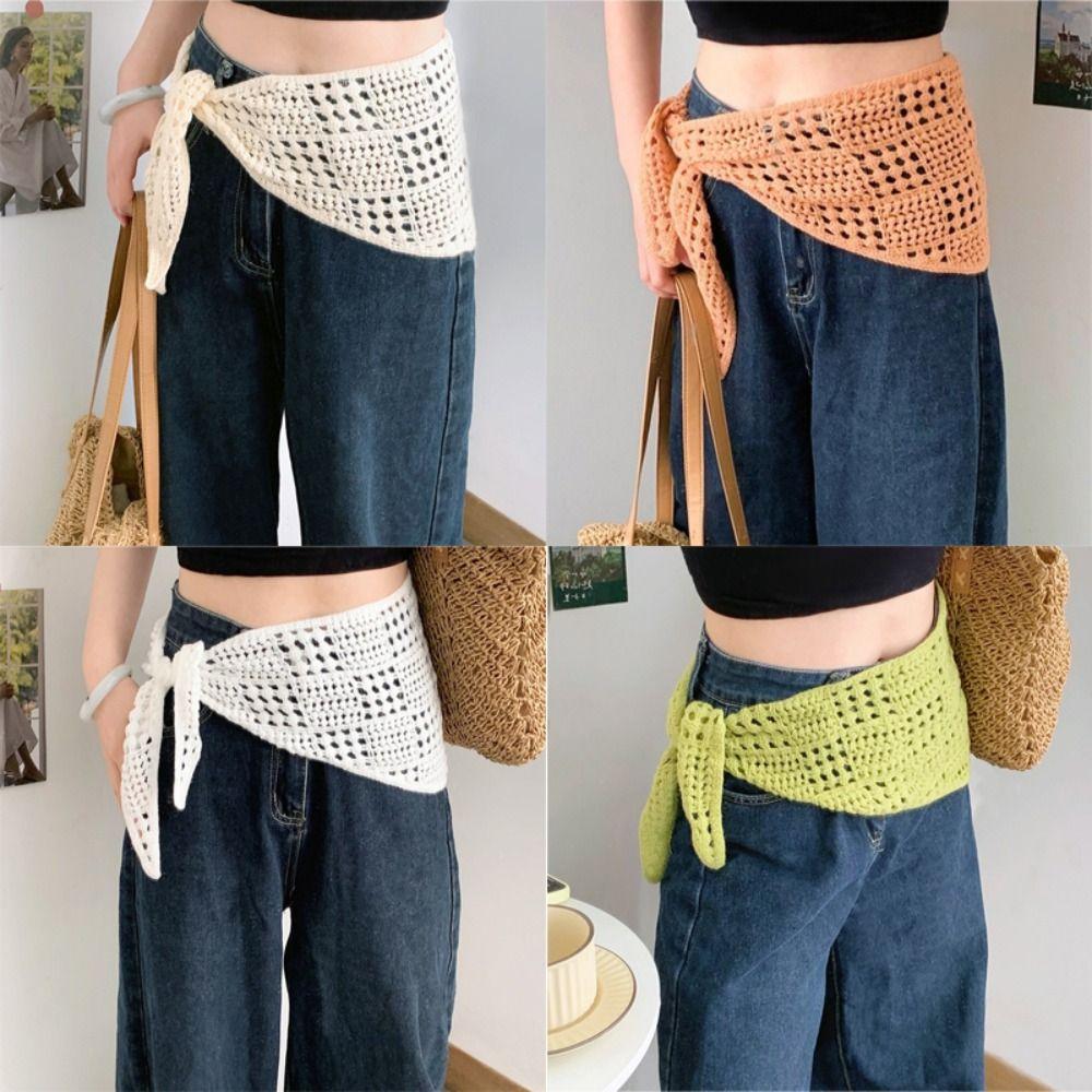 Y2k Design Balletcore Shawl Hollow Knitted Headscarf Retro Triangle Scarf Female Fashion