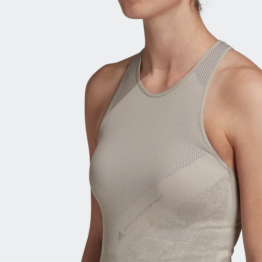 Adidas Essentials Mesh Panel Design Round Neck Sleeveless Sports Vest Women Tops Gray FI8220