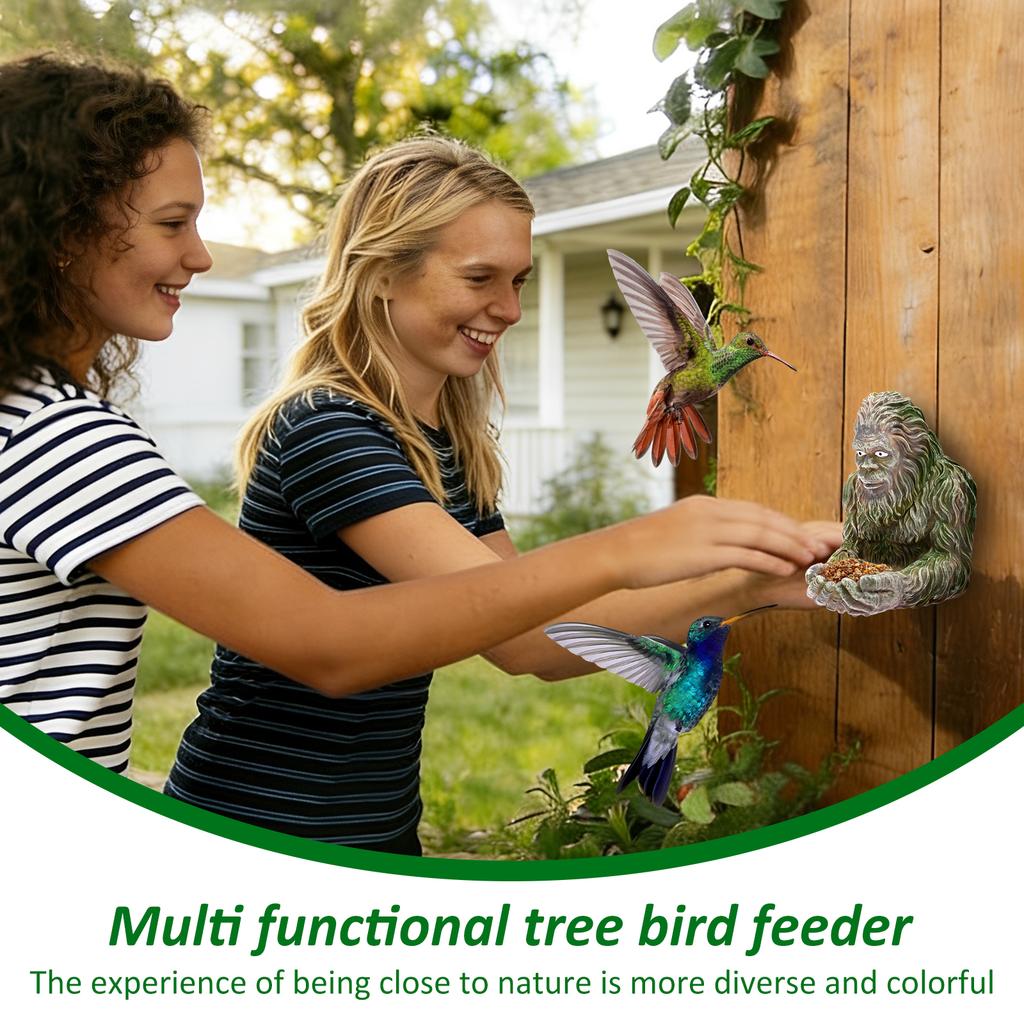 Big-foot Bird Feeder Resin Creative Bird Feeder Weatherproof Tree Mounted Outdoor Sculpture Bird Feeding Tools Garden Decoration