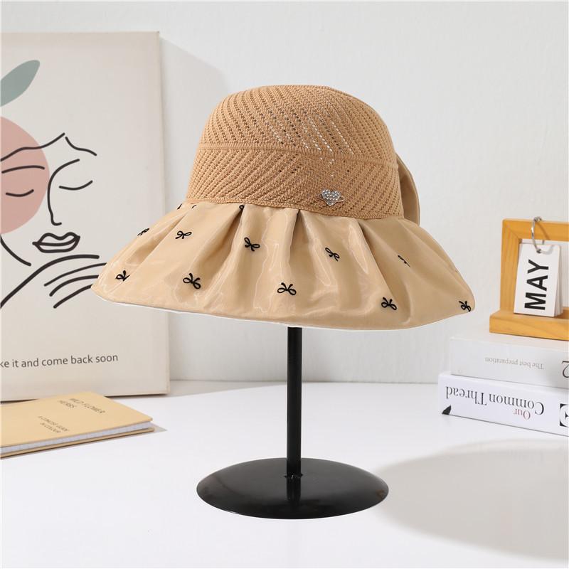 Sun Hat Women's New Sweet Bow Knitted Empty Top Hat Straw Hat Fashion Sun Hat Seaside Vacation Beach Hat
