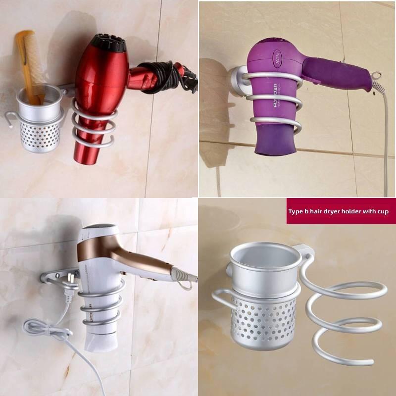Hair Spiral Blow Dryer Stand Flat Holder Wall Mounted Hang Organizer Supplies