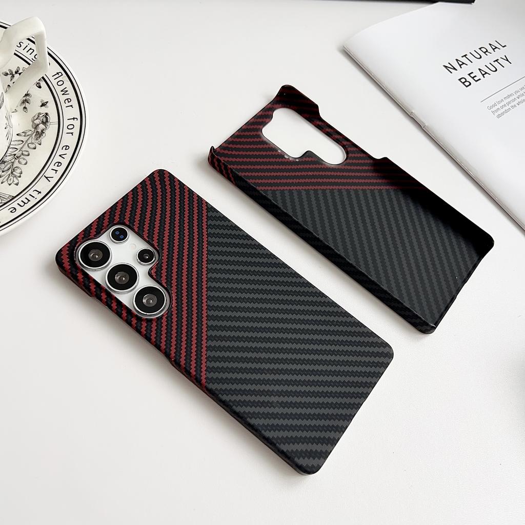 Ultra Thin Carbon Fiber Texture Case For Samsung Galaxy S22 S23 S24 S25 S26 Ultra Plus Black Blue Case Hard PC Phone Cover