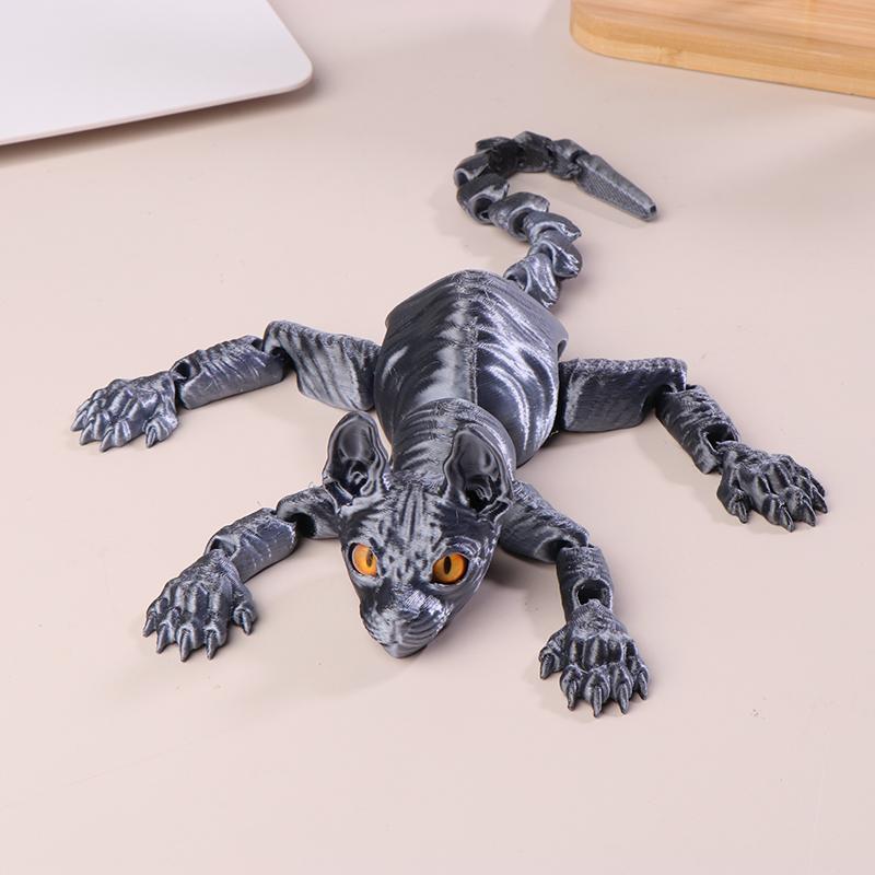 3D Printed Sphinx Cat 3D Printed Animal Toys Realistic Hairless Cat Figurines Articulated Cat Toys Cute Kitten Toys For Cat Love
