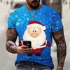 Cartoon Christmas Men and Women Fashion T-shirt Summer Street 3D Printed Short Sleeve T-shirt Plus Size Santa Claus Festival Top