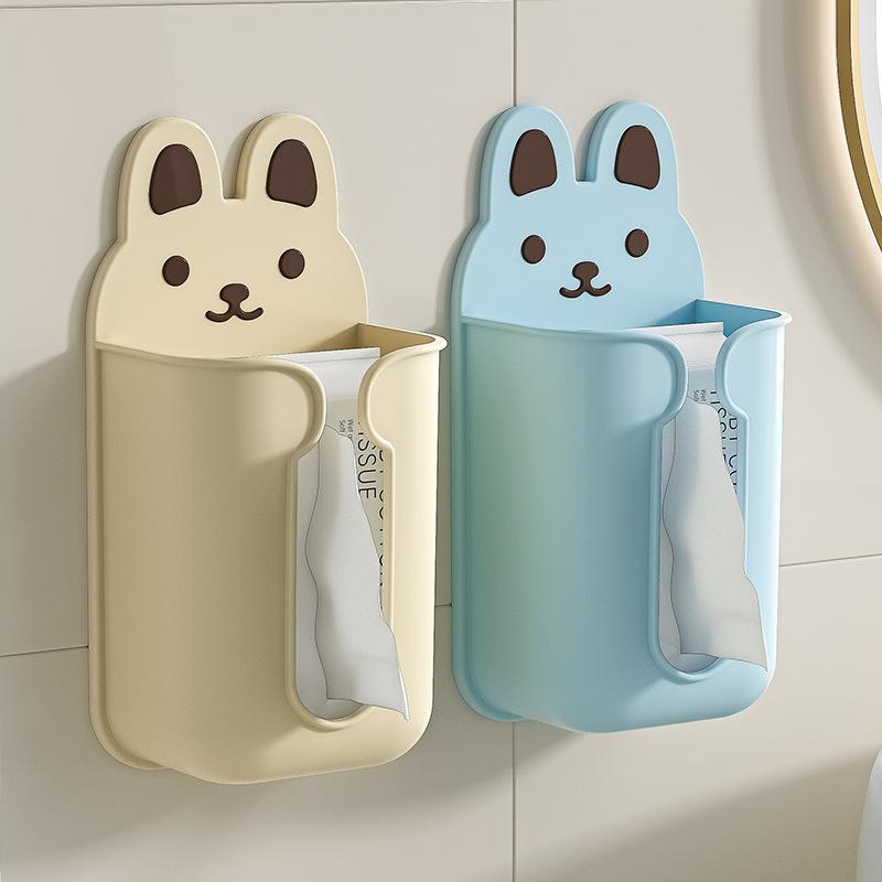 Rabbit Tissue Box Wall Mounted Tissue Storage Box for Household Living Room and Bathroom, No Punching and Paper Drawing Storage Box