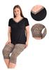 Women's Viscose Pajamas 4XL Short Sleeve 3/4 Length Pants For Summer Loose Leopard Print