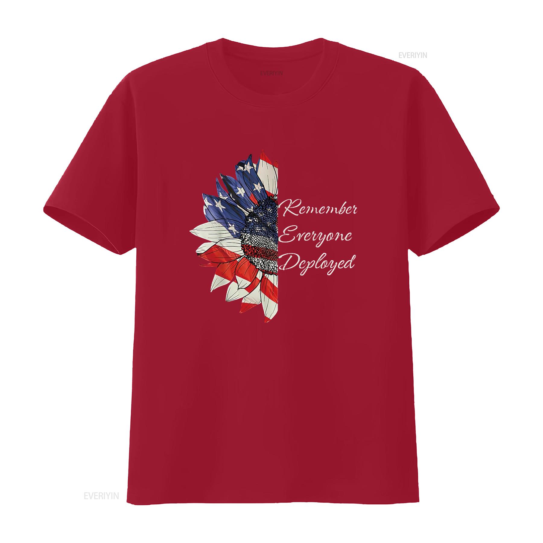

Mens Remember Everyone Deployed Wear Red on Friday Military T Shirt Black vintage Washed Stretched homme Versatile Breathable S