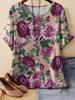 2026 Women's Casual Loose Fit T-Shirt Floral Print Short Sleeve Round Neck Top Tees Plus Size Summer Tops Flower Woman Clothing