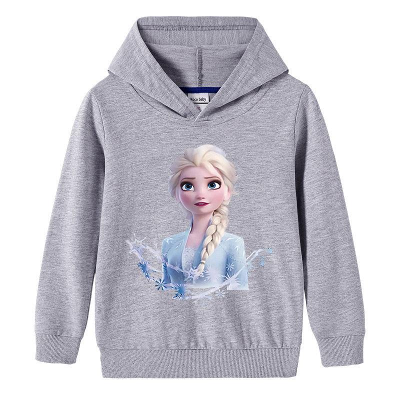 

Disney Frozen Pretty Princess Elsa Printed Girls Casual Warm Long Sleeve Top Fall and Winter Outdoor Sports Fashion Kids Hoodie 100