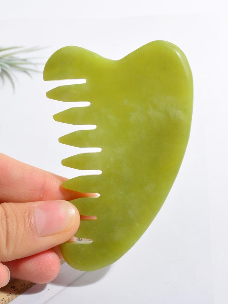 1PcJade Massage Comb Gua Sha Sawtooth Heart Comb Scraping Board Head Massager Natural Jade Comb Hair Brush Women Scalp Care Tool