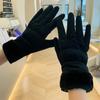 Warm Heart Embroidery Gloves Thicken Winter Plush Gloves Fashion   Cycling
