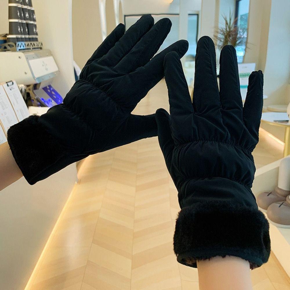 Warm Heart Embroidery Gloves Thicken Winter Plush Gloves Fashion Cycling