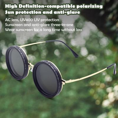 Round Polarized Glasses with ND Filter Lenses 1-9 Gears Adjustable Tint Sunglasses UV Protection Men Beach Fishing Driving Cycling Glasses Eyewear