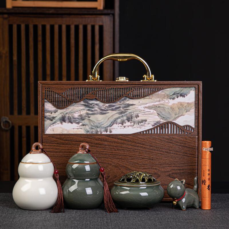 Changqi Ceramic Fu Lu Tea Caddy