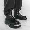 Men Motorcycle Black Thick Sole Height Increase High Boots Street Style Cool Elevator Punk Boots Large Size