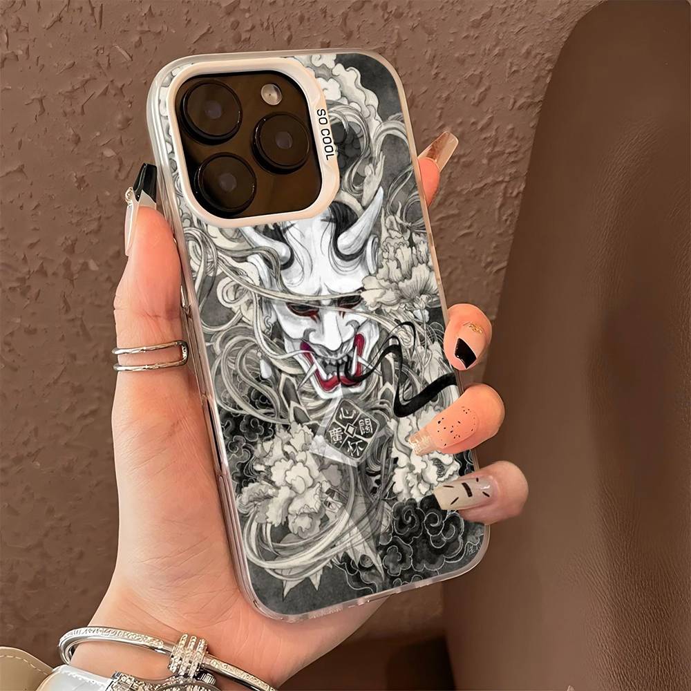 Japan Ghost Face Samurai Phone Case For iPhone 16 15 14 13 12 11 Pro Max X XR XS MAX Matte Shockproof Back Anti Fall Matte Cover