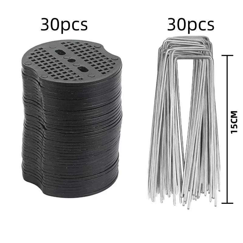 40-100PCS Garden U-shaped Staples with Washers Outdoor Garden Ground Film Fixed Pegs for Holding Weed Barrier Cloth Ground Nail