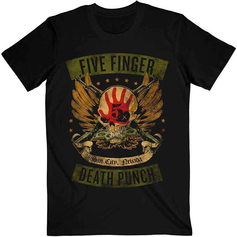 Five Finger Death Punch Locked & Loaded T-Shirt Black New XXL