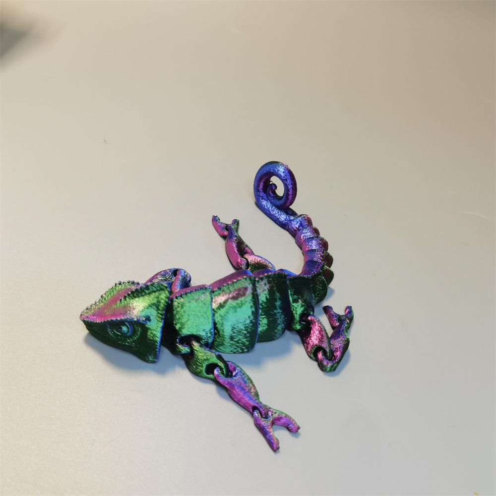 Multi-Color 3D Printed Chameleon Toy Ornaments - Colorful Animal Doll for Christmas & Children's Day