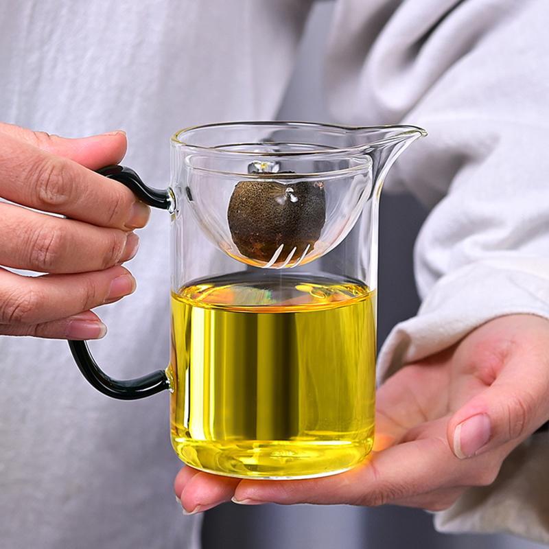 Small Green Orange Tea Sea Tea Separator Household With Handle Heat-Resistant High Borosilicate Glass Transparent Filterable Fair Cup