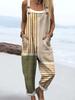 Retro Print Adjustable Overalls with pockets-D110