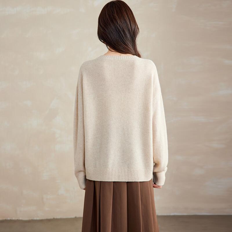 Srcr Women's Thick 100% Cashmere Zebra Jacquard Sweater