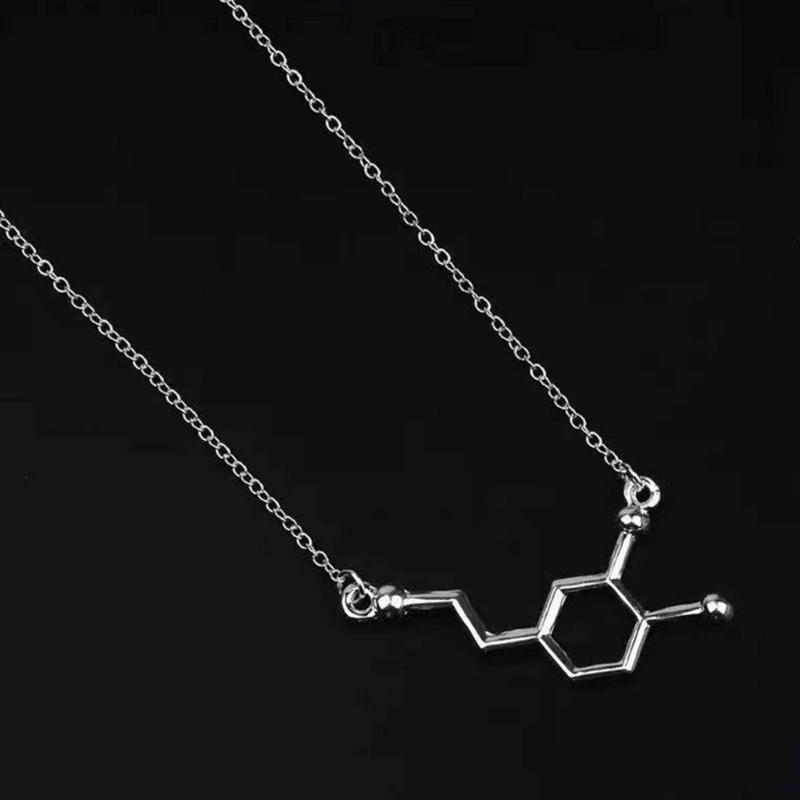Dopamine Molecule Necklace Stylish Neck Chain Ajustable Collarbone Chain Trendy Neck Jewelry for Chemistry Enthusiasts