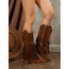 Plus Size Women's Riding Boots with Fringe Retro Style Fall/Winter New Arrival Studded Buckle Mid-Calf Boots