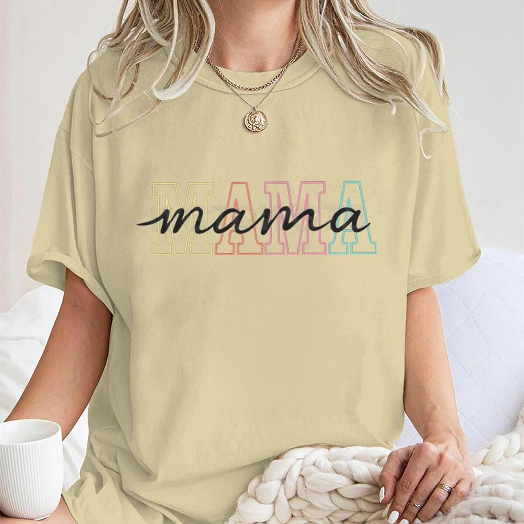 Mama Letter Print Fashion T-shirts Mother's Day Gift Shirt for Women Mama Vintage Design T Shirts Women's Clothing