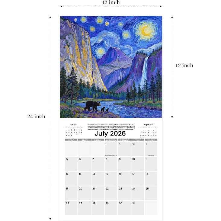National Parks Calendar 2026 – Artistic Oil Painting Style Monthly Wall Calendar 12-Month Scenic Art Wall Calendar, 12" x 12", Perfect National