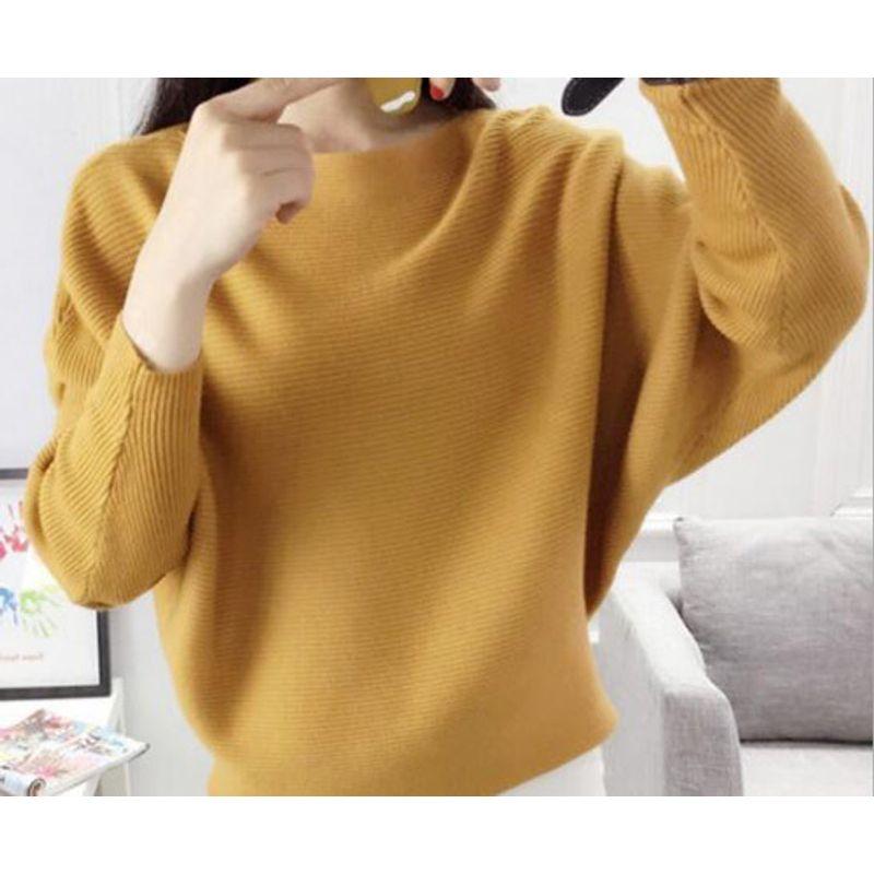 Loose Long Sleeve One-Line Collar Top Loose Long Sleeves off-Shoulder Top Female