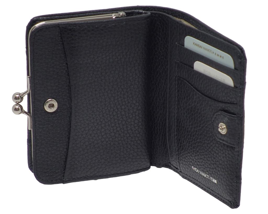 KANSAI YAMAMOTO Bifold Wallet with Clasp Women's Closure, MJ-4505 (Black)