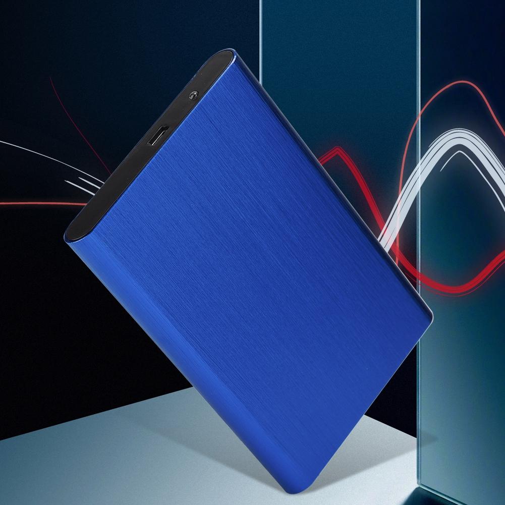 USB2.0 Aluminum Alloy Brushed Mobile Hard Disk Box with Shockproof for 2.5inch SATA HDD SSD Blue  (Not Inclube Hard