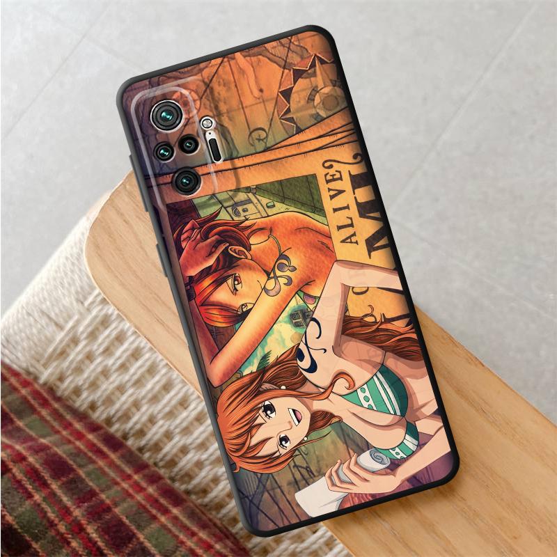 Black Soft Phone Cover Case for Xiaomi Redmi Note 9S 13 14 Pro Plus 7 8 11s 12s 10S 9 10 11 12 Pro One Piece Nami Luffy