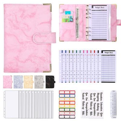 Marble Pattern A6 PU Leather Budget Binder Notebook