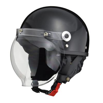 LEAD Motorcycle Helmet Jet CROSS Half Helmet with Bubble Shield Black FREE Circumference Than CR-760 (Head 57cm~less 60cm)