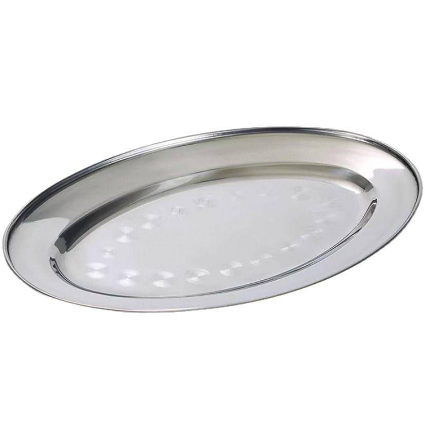 304 Stainless Steel Oval Fish Dish - Creative Steamed Fish Plate, Small Round Dish for Home Use