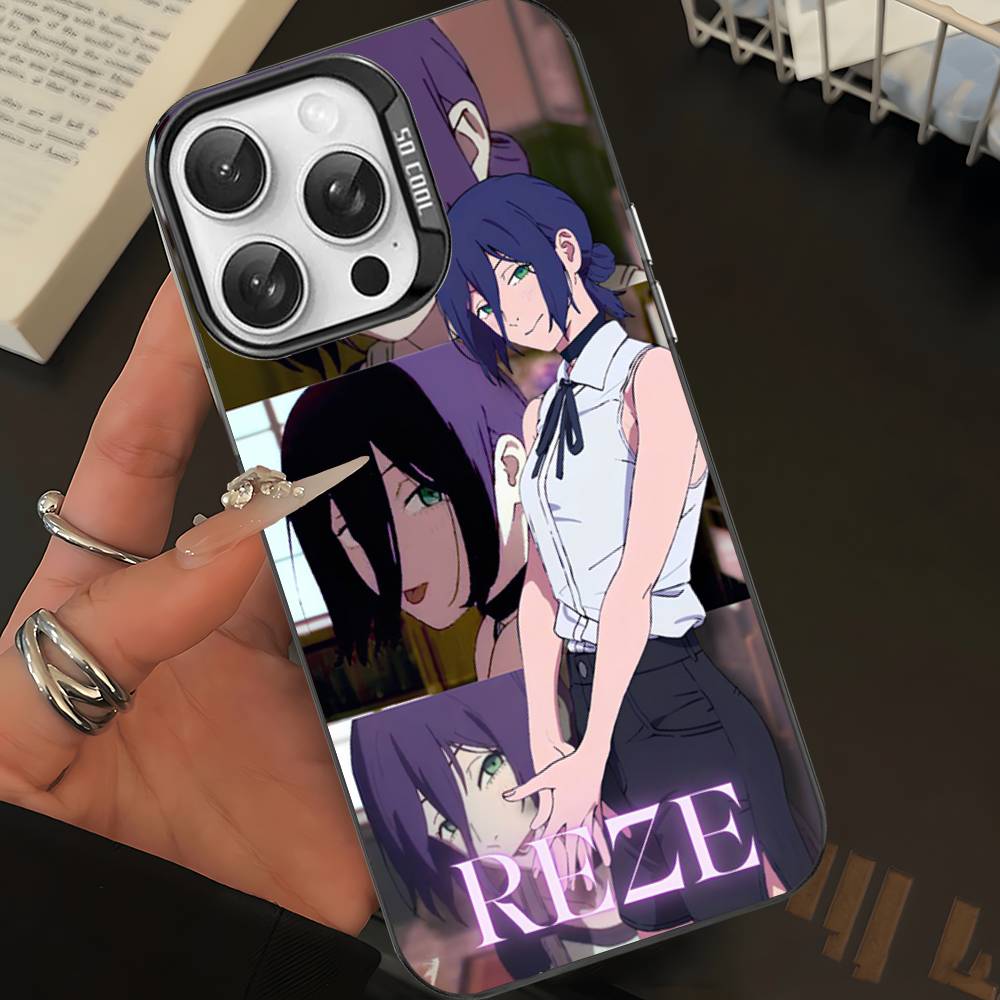 Anime C-Chainsaw Man Phone Case For IPhone 17 16 15 14 11 12 13 Pro Max Plus Pro Colored Silver Cover