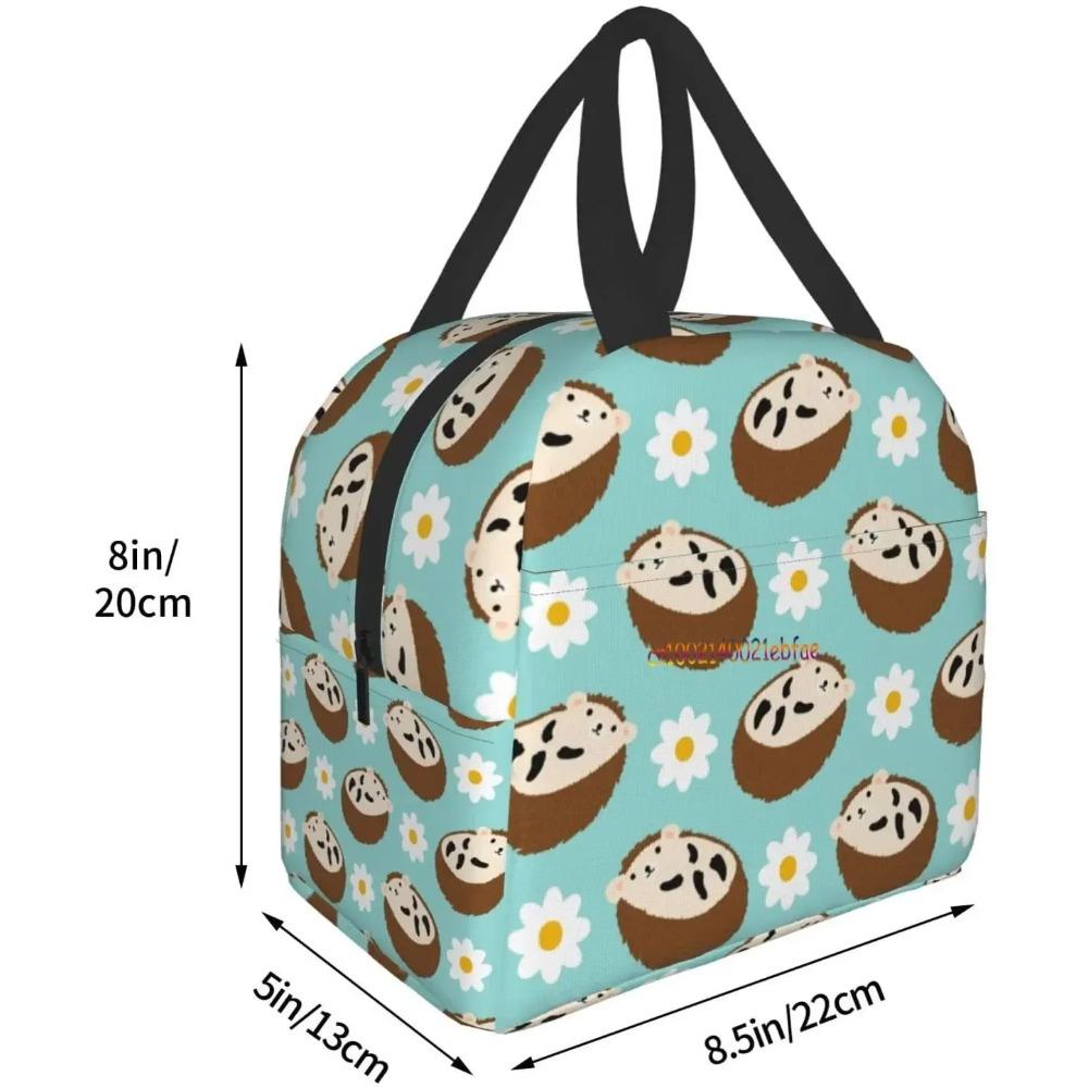 Urocze Jeże Kwiaty Niebieska Torba Lunchowa Pudełko Podróżne Praca Bento Chłodnica Torba Wielokrotnego Użytku Torba Piknikowa Pudełka Pojemnik Izolowany Torby na Zakupy