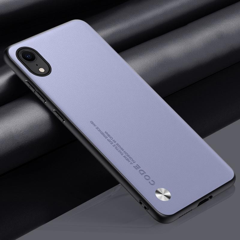 Lyxigt PU-läderfodral för iPhone XR Baksida Matt TPU Silikon Stötsäkert Fullständigt Skydd Telefonfodral för iPhoneXR Coque