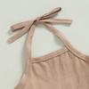 TheFound Baby Girl Summer Outfit Rainbow Print Halter Top Ribbed Bell Bottoms Pink Pant 2Pcs Clothes