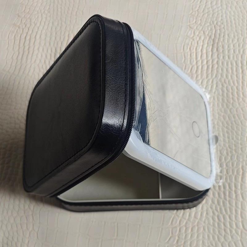 Makeup Bag With Mirror for Women Portable Cosmetic Storage Bag Small Lipstick Brush Wireless Makeup Box With Light Travel Makeup
