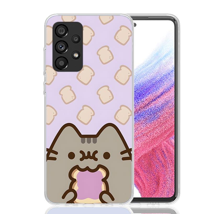 Cartoon P-Pusheen Cat Case Phone Cover for Samsung Galaxy A12 A22 A32 A42 A52 A72 A50S A51 A41 A31 A21S A40 A30S A20E A10 A70 A7