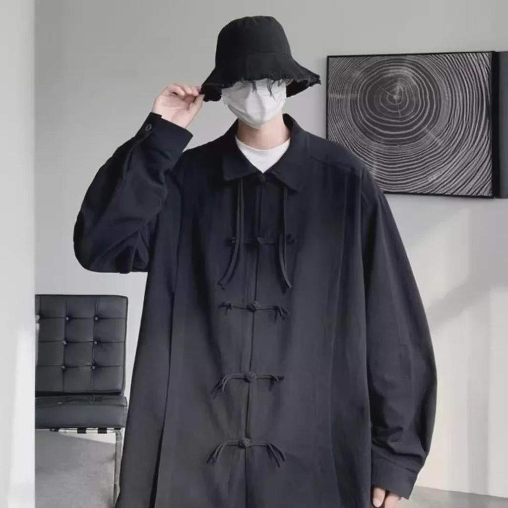 Men's Loose Fit Chinese Style Buttoned Long-Sleeve Shirt - Hanfu Tang Suit 